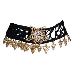 Yves Saint Laurent Rive Gauche Black Woven Passementerie Belt