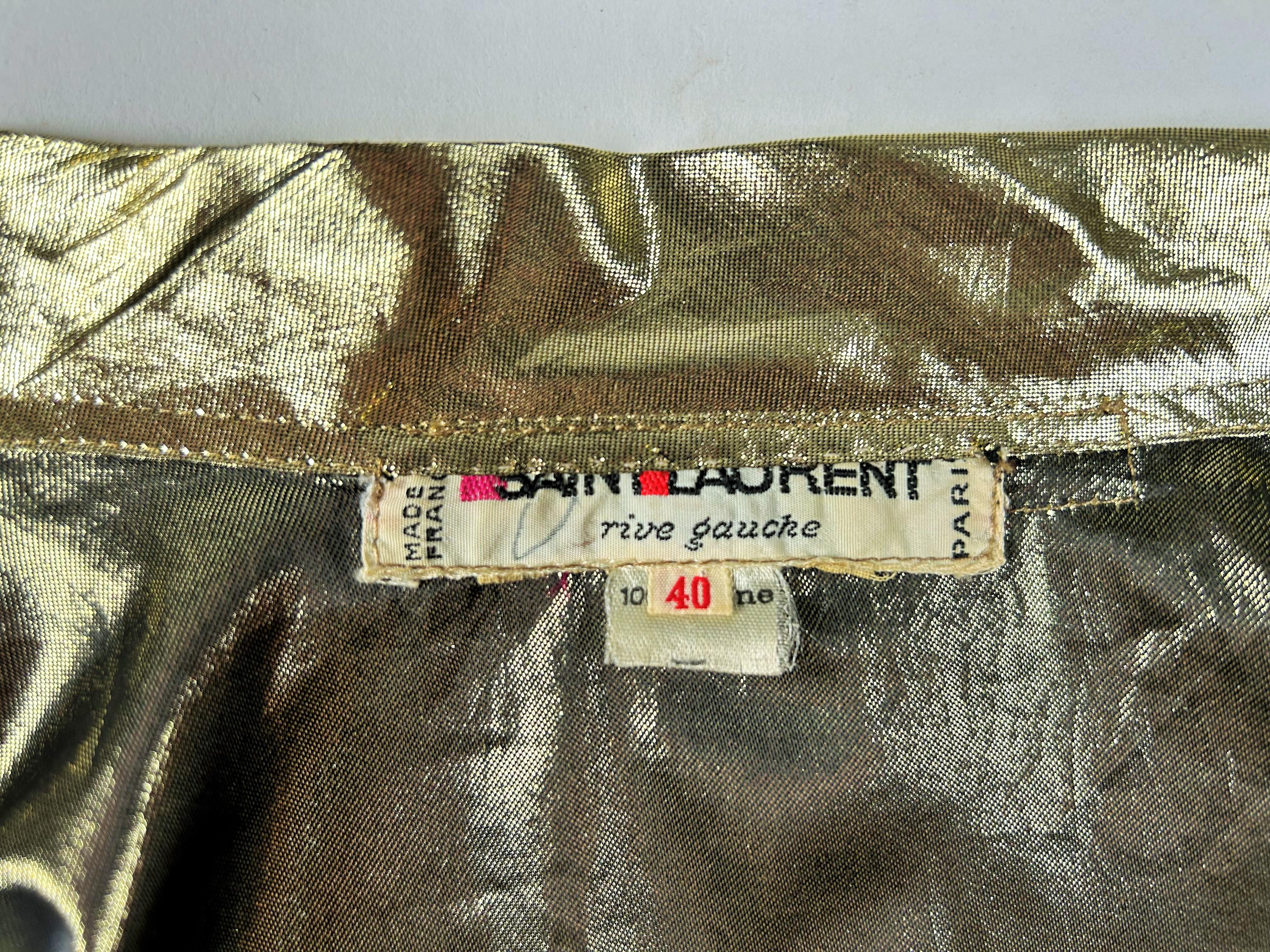 Marrone Yves Saint Laurent Rive Gauche Blusa in lamé oro Circa 1990 in vendita