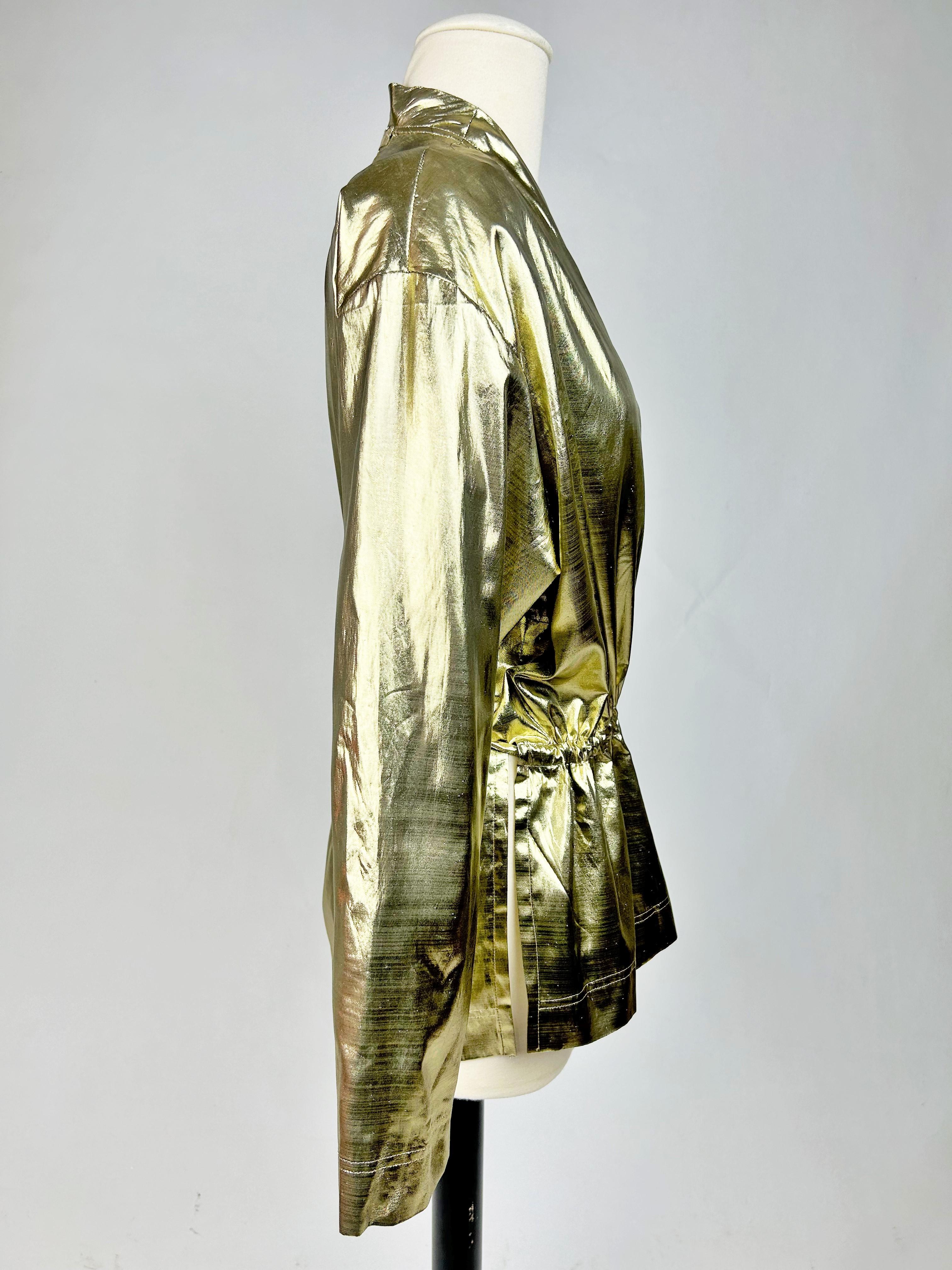 Yves Saint Laurent Rive Gauche Blusa in lamé oro Circa 1990 in vendita 2
