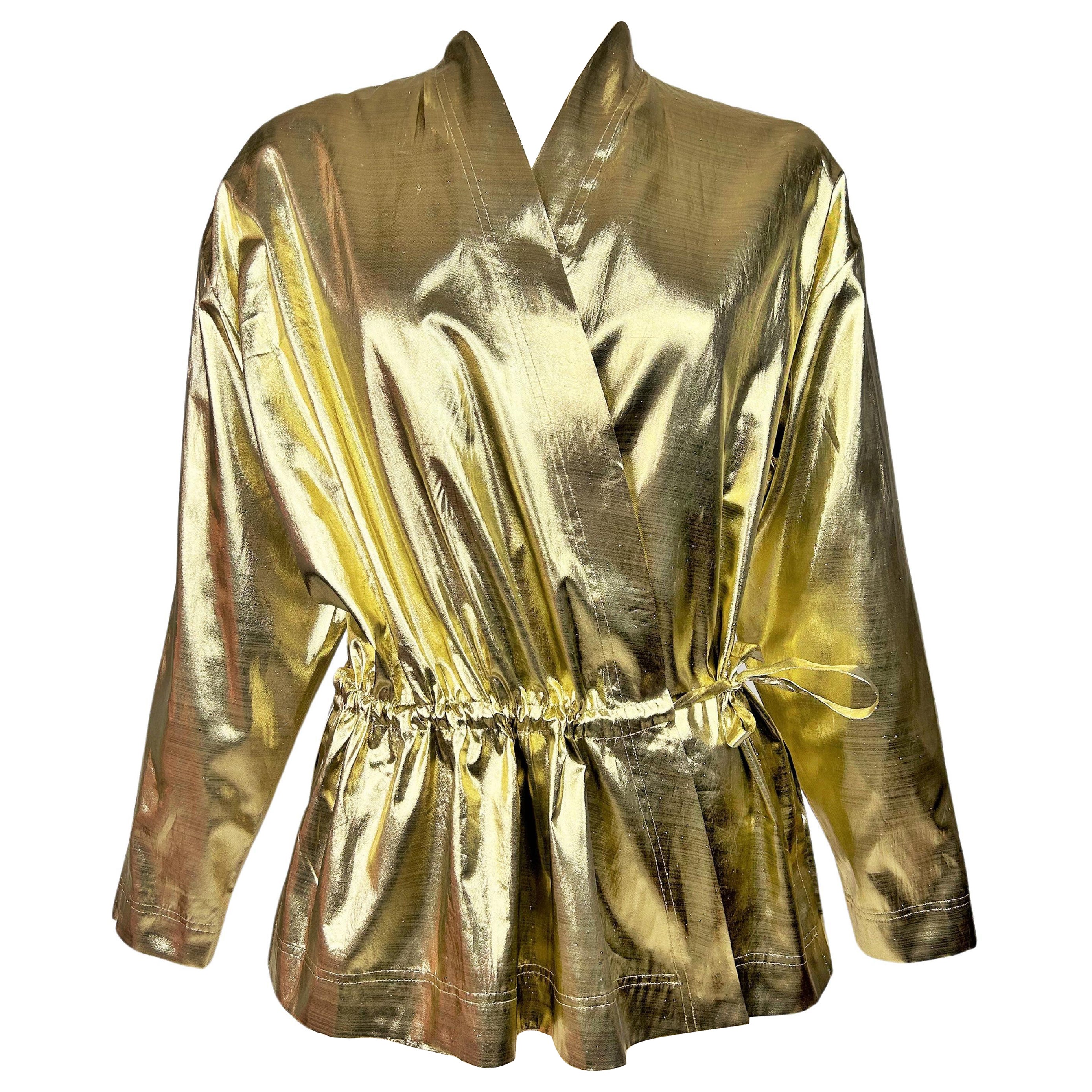 Yves Saint Laurent Rive Gauche Blusa in lamé oro Circa 1990