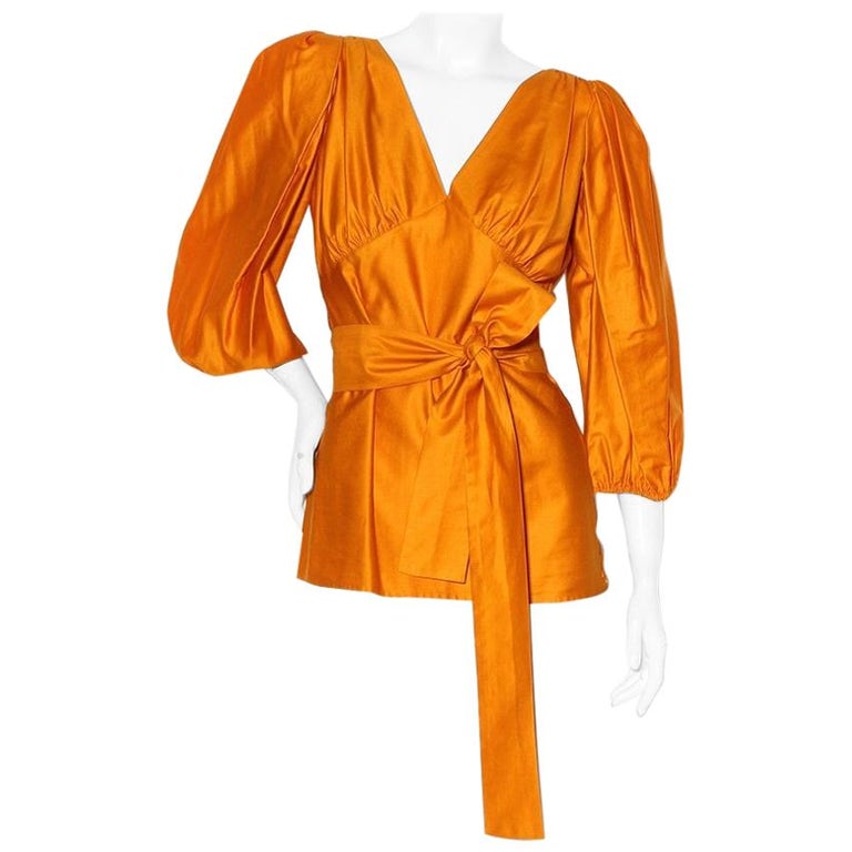 Yves Saint Laurent Rive Gauche Bohemian Blouse with Belt Circa 1980's For  Sale at 1stDibs