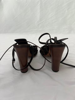 Yves Saint Laurent Rive Gauche Brown Leather Sandals, Size 41