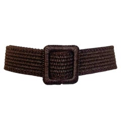 Yves Saint Laurent Rive Gauche Brauner Safari-Gürtel aus gewebtem Raffia, 1990er Jahre