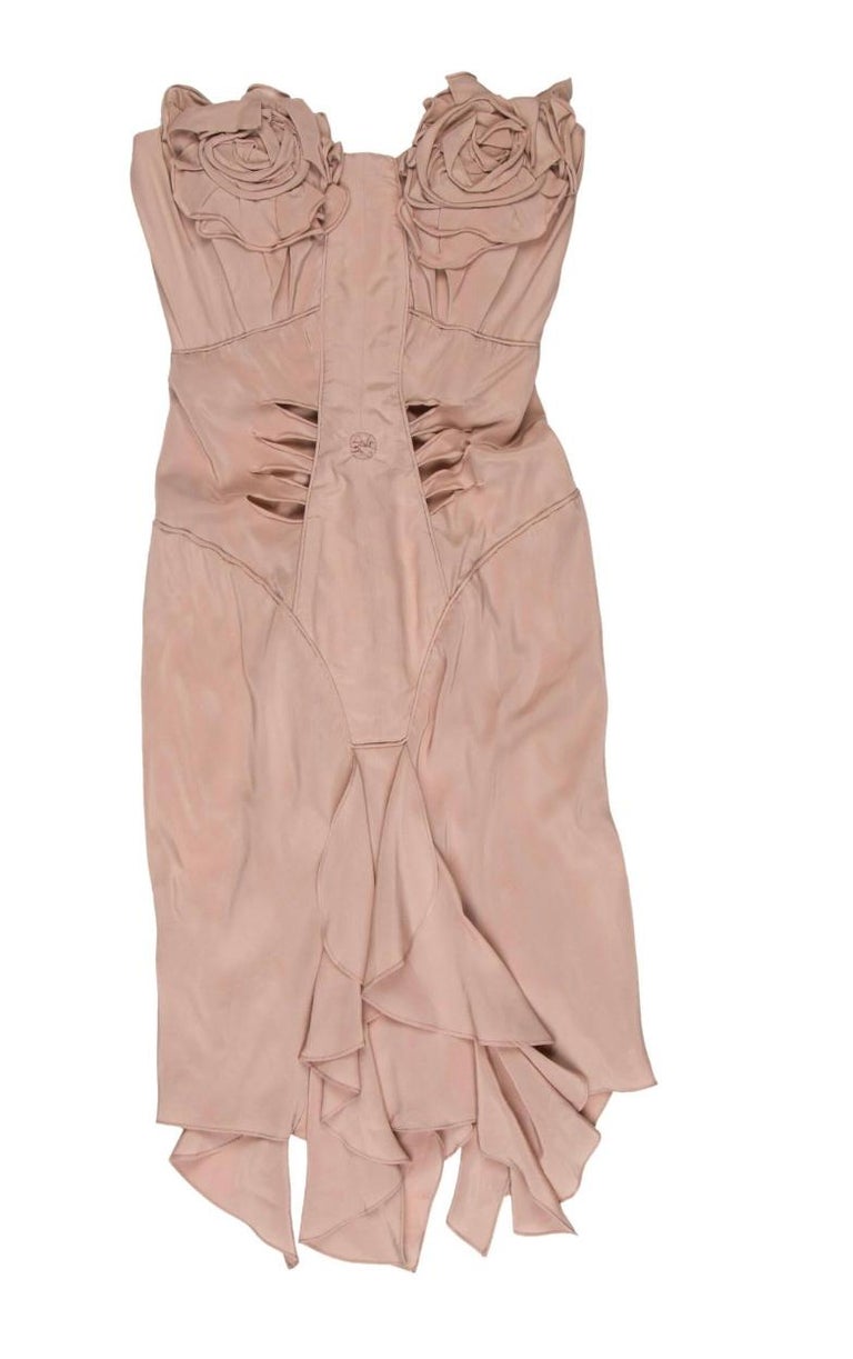 Yves Saint Laurent Rive Gauche by Tom Ford strapless dress with slashes In Excellent Condition For Sale In Austin, TX
