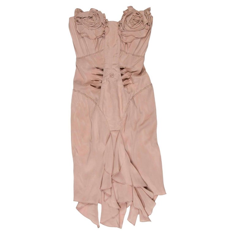 Yves Saint Laurent Rive Gauche by Tom Ford strapless dress with slashes For Sale