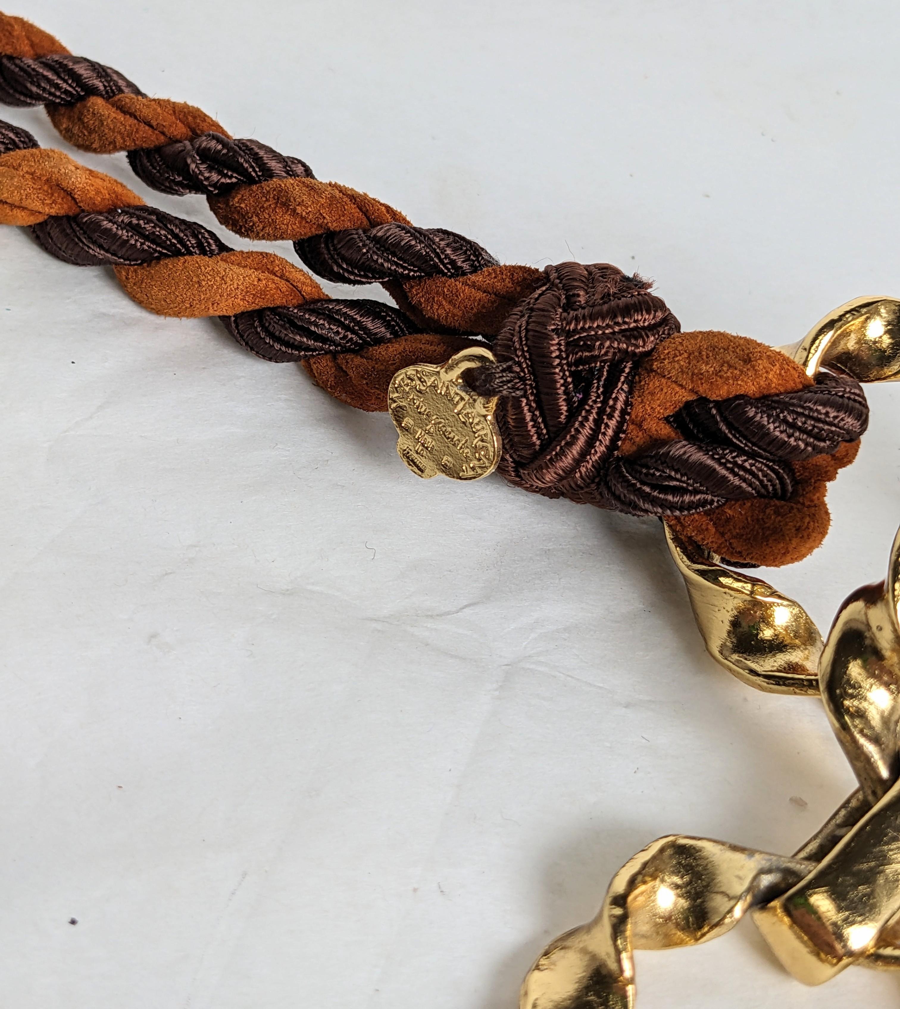 Brown Yves Saint Laurent Rive Gauche Chain Link Tassel Belt For Sale