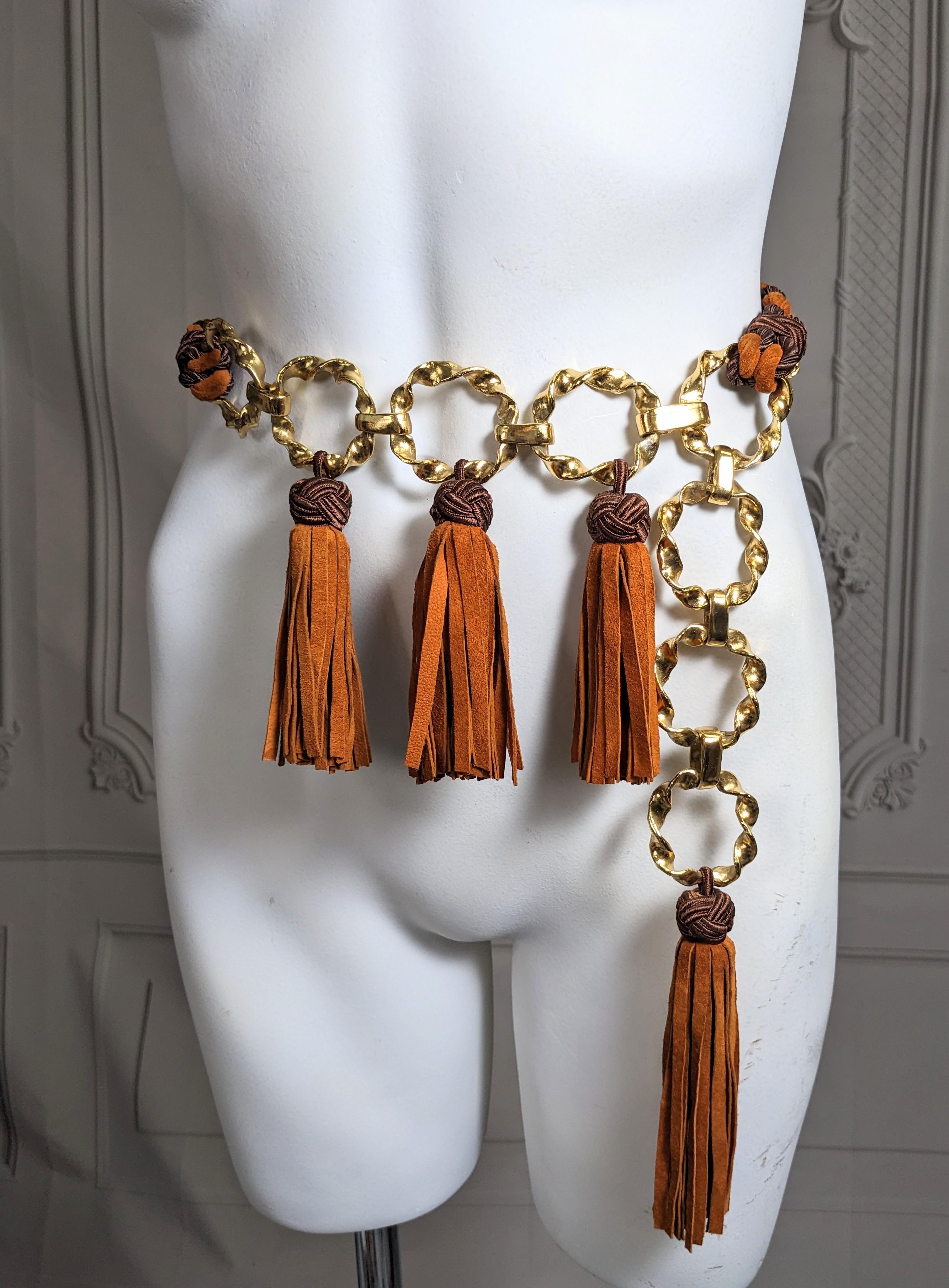 Women's Yves Saint Laurent Rive Gauche Chain Link Tassel Belt For Sale