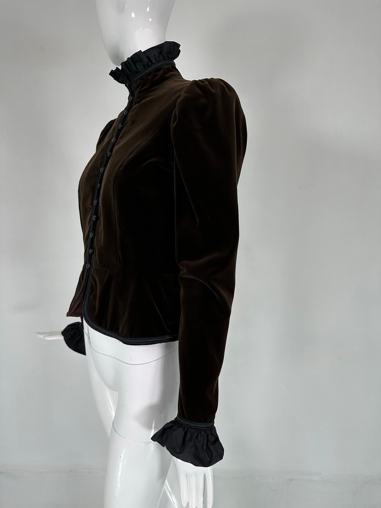 Yves Saint Laurent Rive Gauche Chocolate Velvet Victorian Style Jacket 1971-72 6