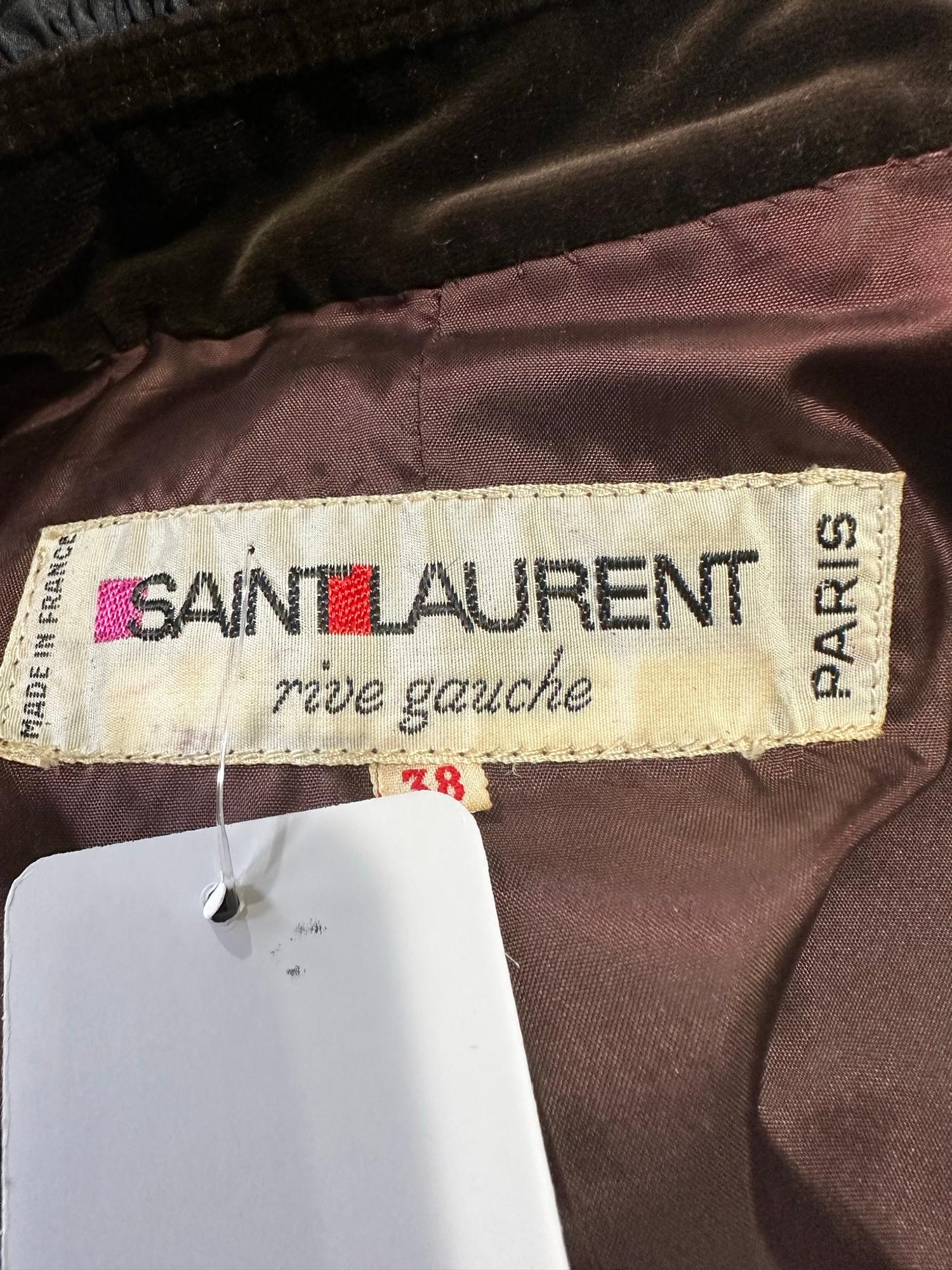 Yves Saint Laurent Rive Gauche Chocolate Velvet Victorian Style Jacket 1971-72 For Sale 11