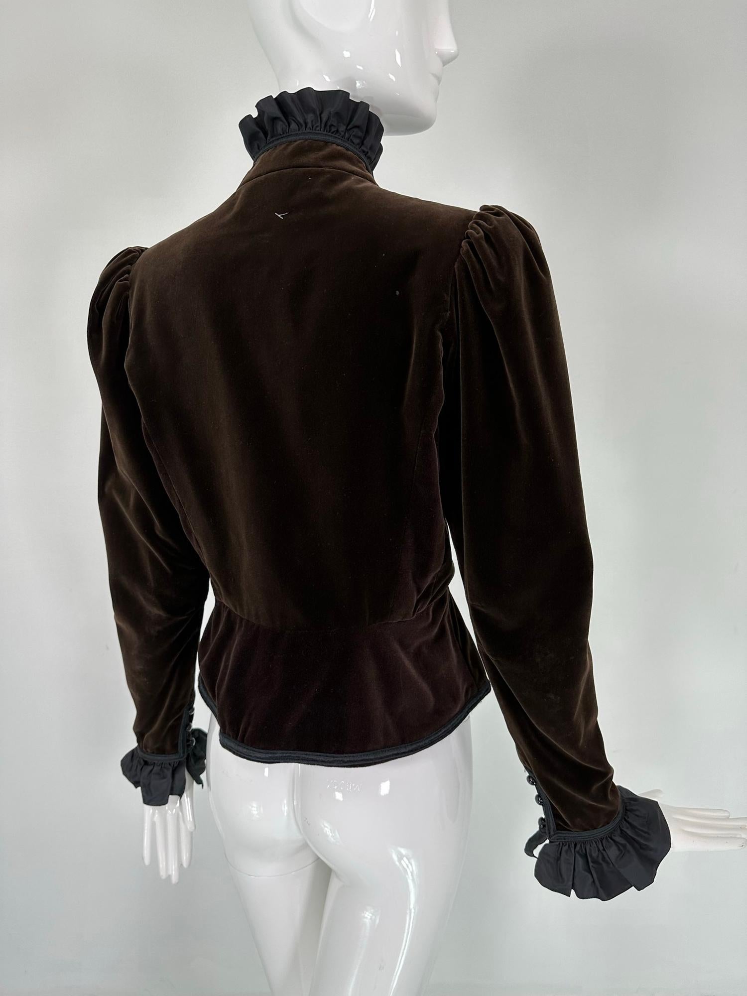 Yves Saint Laurent Rive Gauche Chocolate Velvet Victorian Style Jacket 1971-72 1