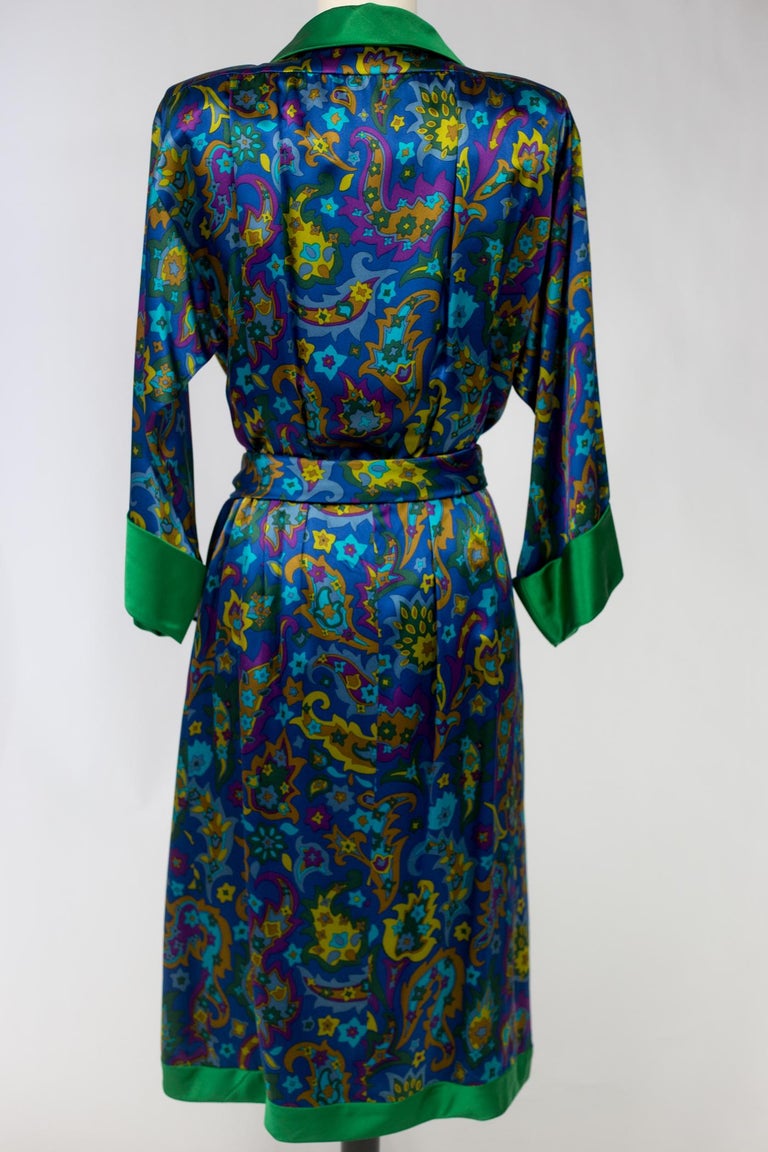 Yves Saint Laurent Rive Gauche cocktail dress in printed satin Fall Winter 1985 For Sale 9