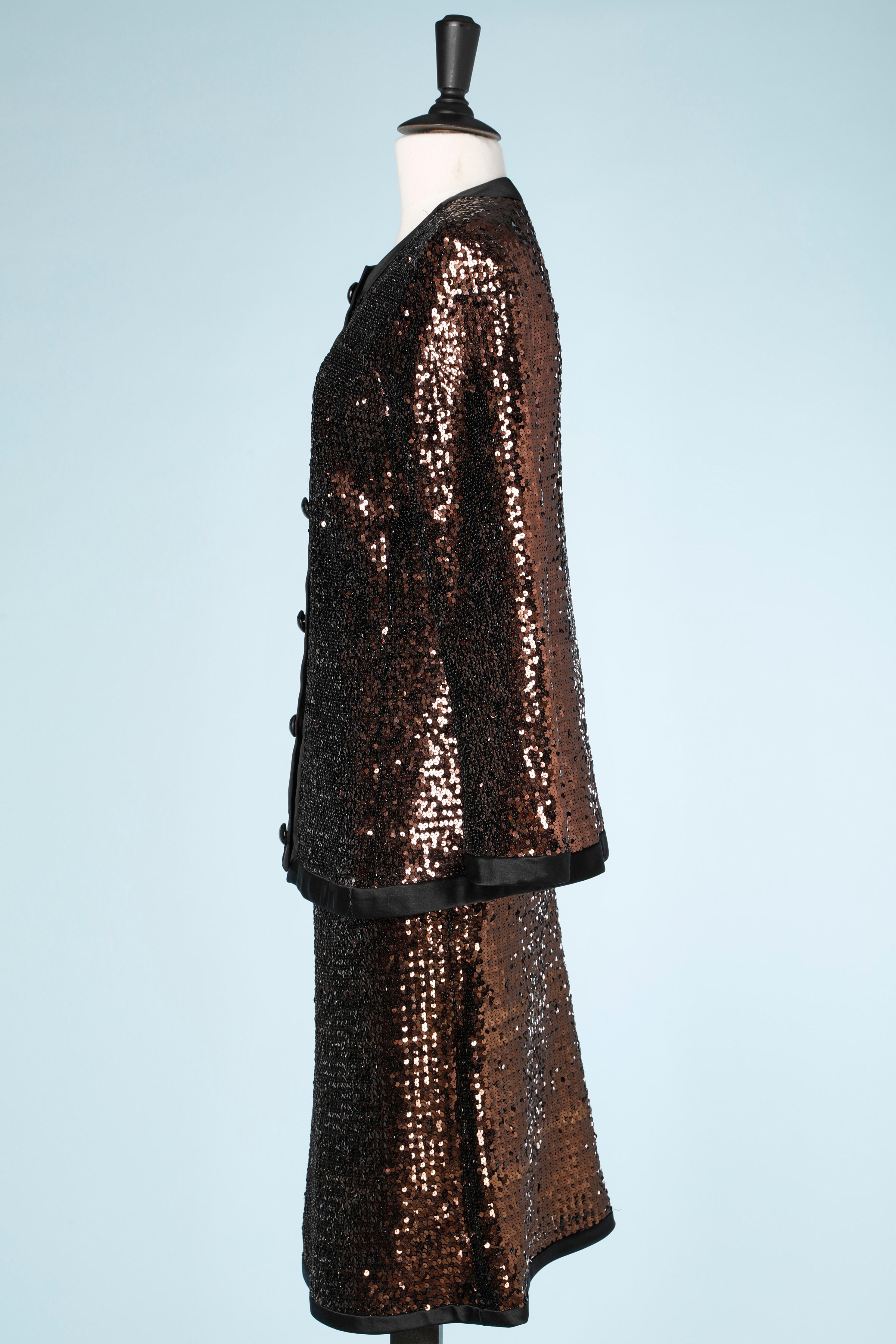 Yves Saint Laurent Rive Gauche copper sequins Skirt suit  For Sale 1