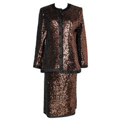 Yves Saint Laurent Rive Gauche copper sequins Skirt suit 