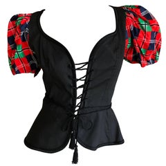 Yves Saint Laurent Rive Gauche Corset Lace Peasant Top, 1970s