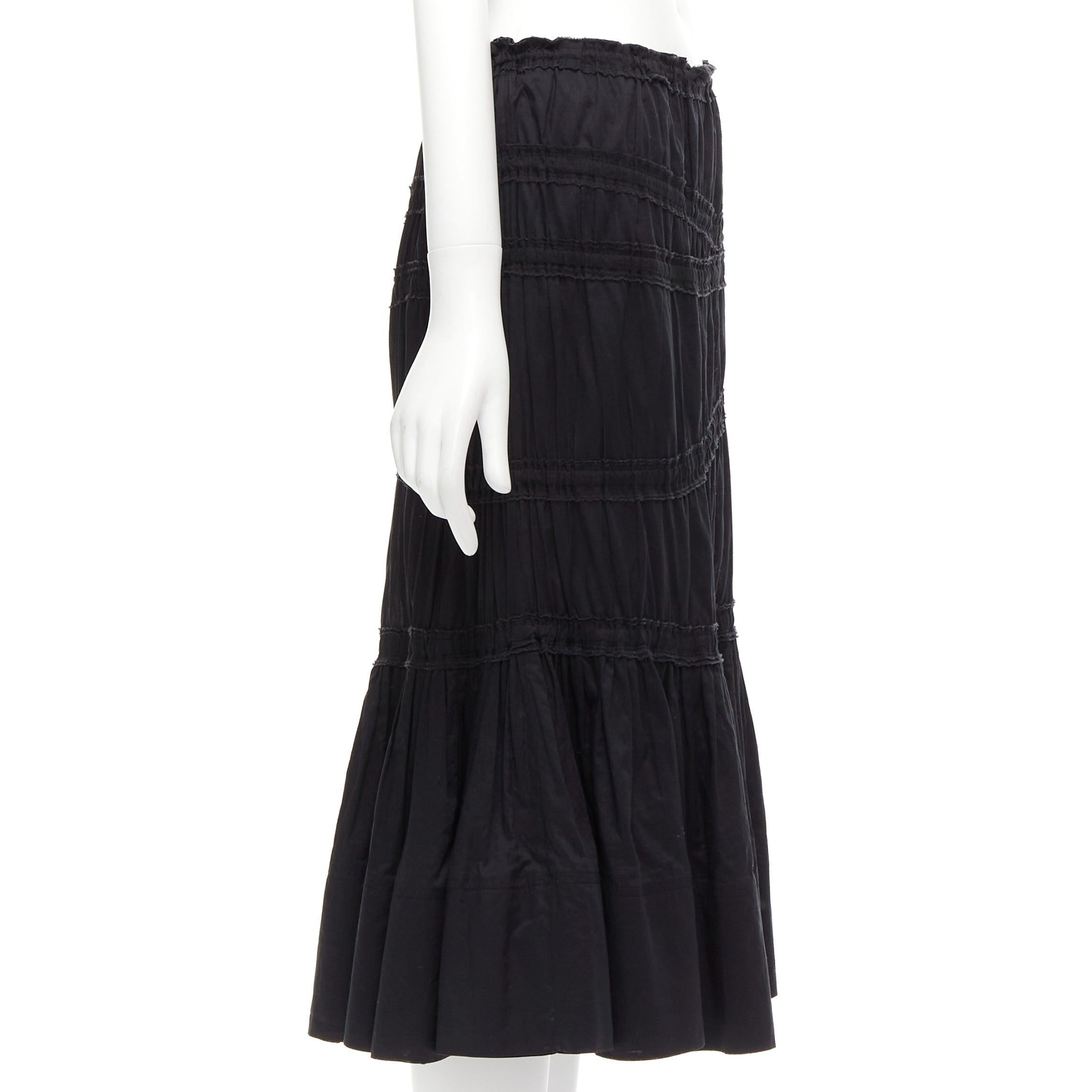 Women's YVES SAINT LAURENT Rive Gauche cotton asymmetric shirred flute skirt FR38 M For Sale