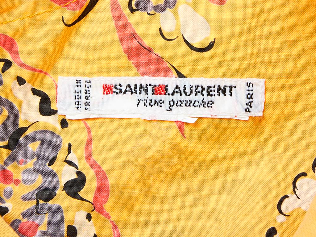 Yves Saint Laurent Rive Gauche Cotton Fan Pattern Smock Blouse 2