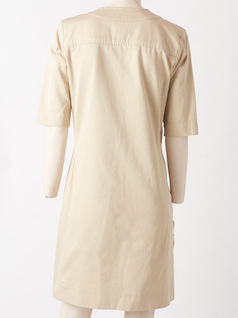 Beige Yves Saint Laurent RIve Gauche Cotton Safari Dress