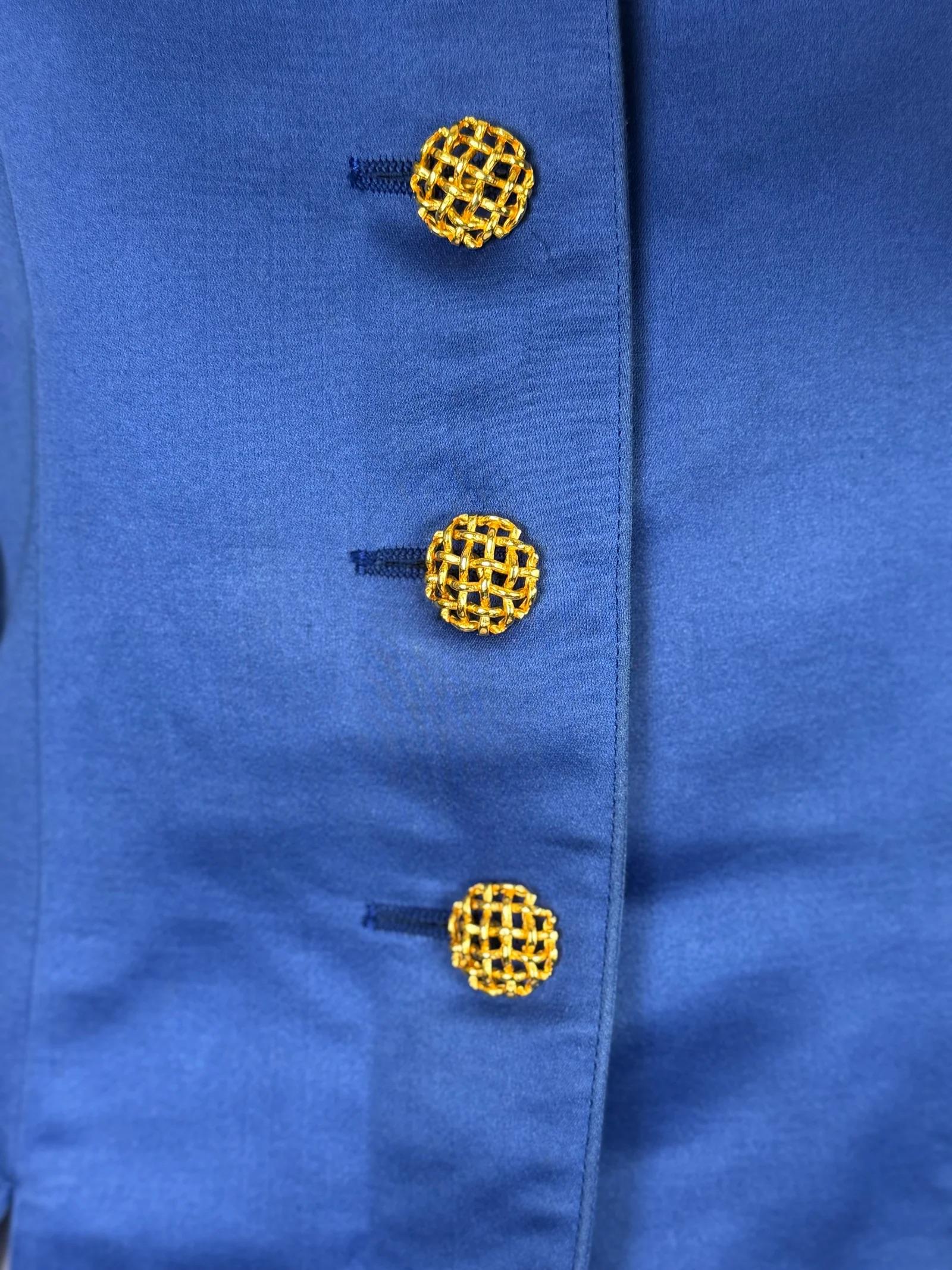 Viola Yves Saint Laurent Rive Gauche, giacca in raso di cotone, c.C. Fine anni '80 in vendita