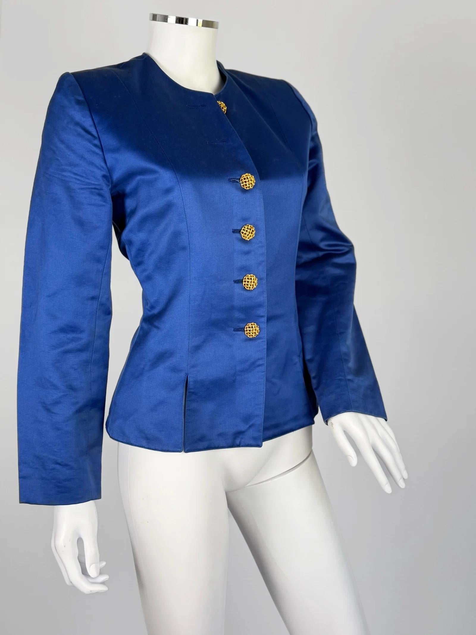da uomo o donna Yves Saint Laurent Rive Gauche, giacca in raso di cotone, c.C. Fine anni '80 in vendita