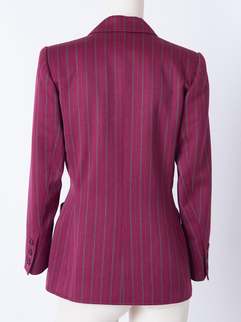 Yves Saint Laurent Rive Gauche Double Breasted Stripe Blazer In Good Condition In New York, NY