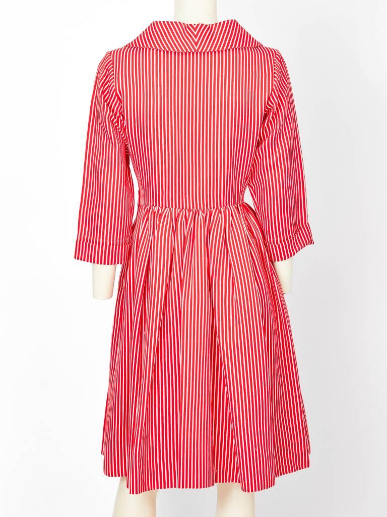 Yves Saint Laurent Rive Gauche Double Breasted Striped Day Dress In Excellent Condition In New York, NY