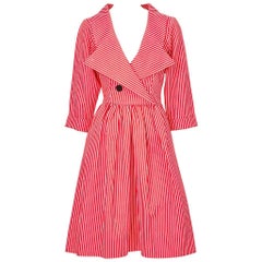 Vintage Yves Saint Laurent Rive Gauche Double Breasted Striped Day Dress