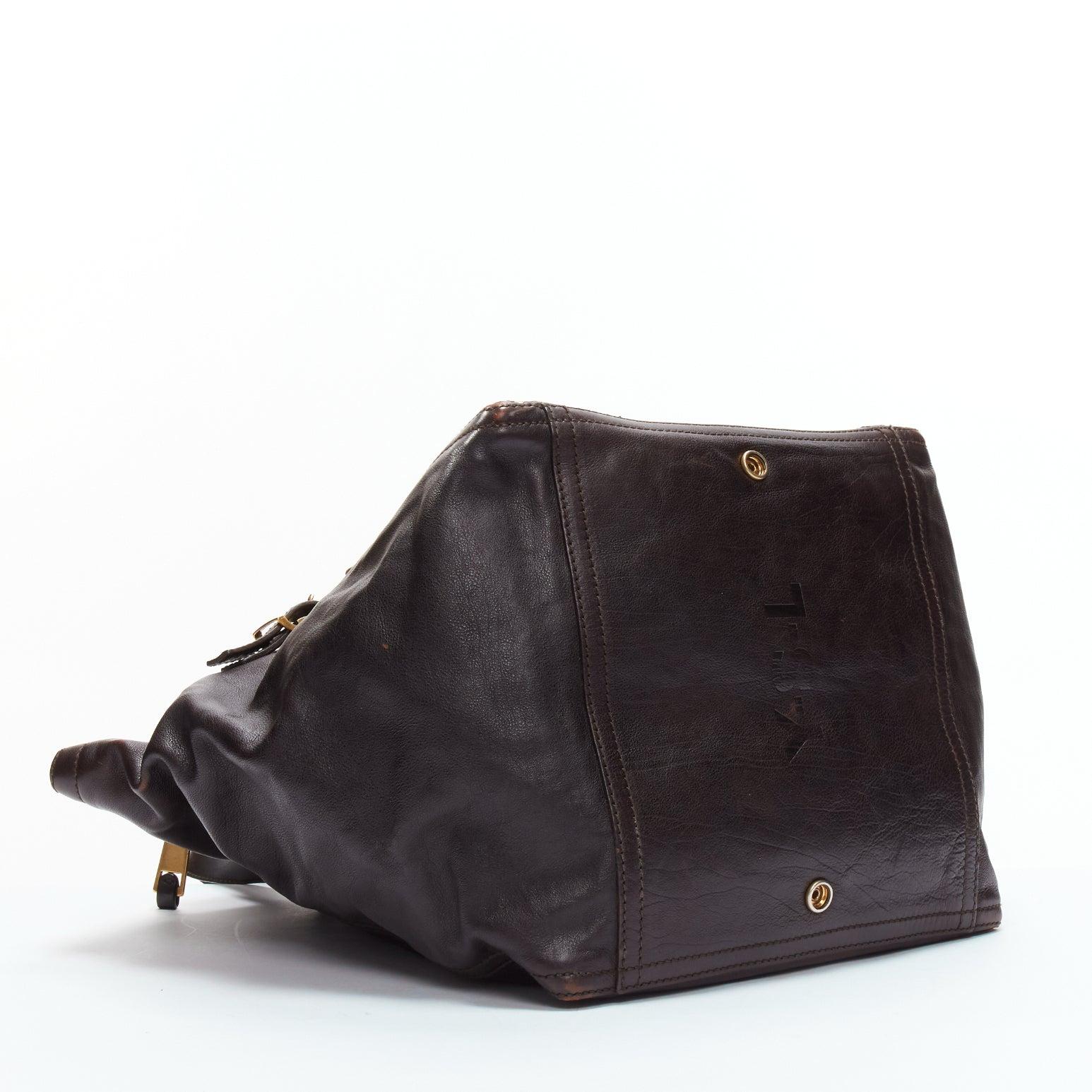 YVES SAINT LAURENT Rive Gauche Downtown dark brown leather GHW tote bag 3