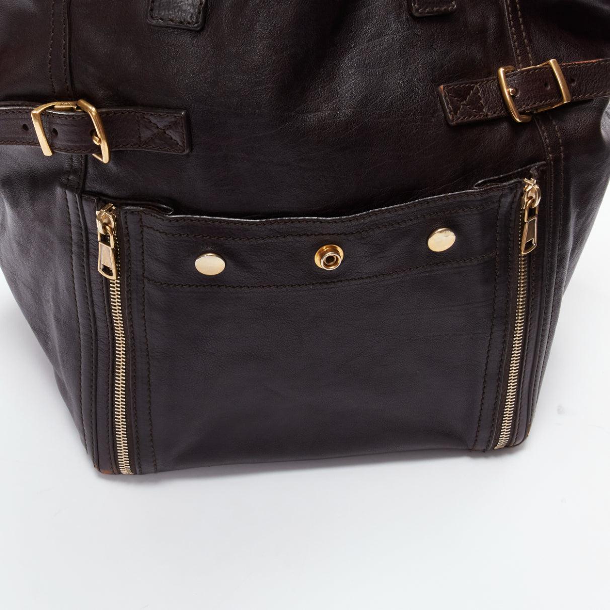 YVES SAINT LAURENT Rive Gauche Downtown dark brown leather GHW tote bag 5