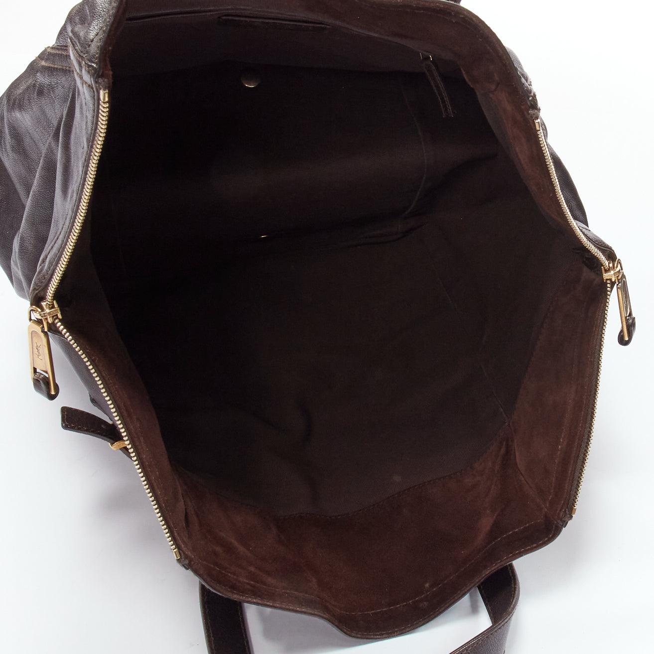 YVES SAINT LAURENT Rive Gauche Downtown dark brown leather GHW tote bag 6