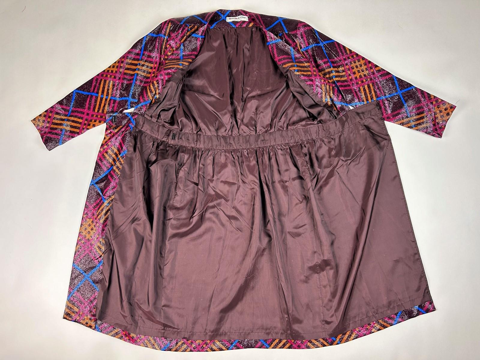 Yves Saint Laurent Rive Gauche robe en lamé de lurex à carreaux Circa 1990 en vente 8
