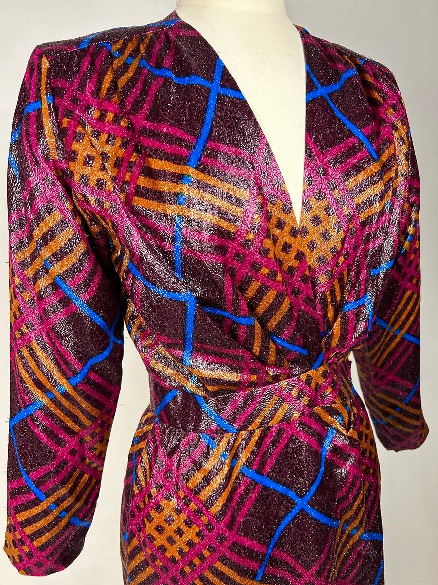 Yves Saint Laurent Rive Gauche robe en lamé de lurex à carreaux Circa 1990 en vente 1