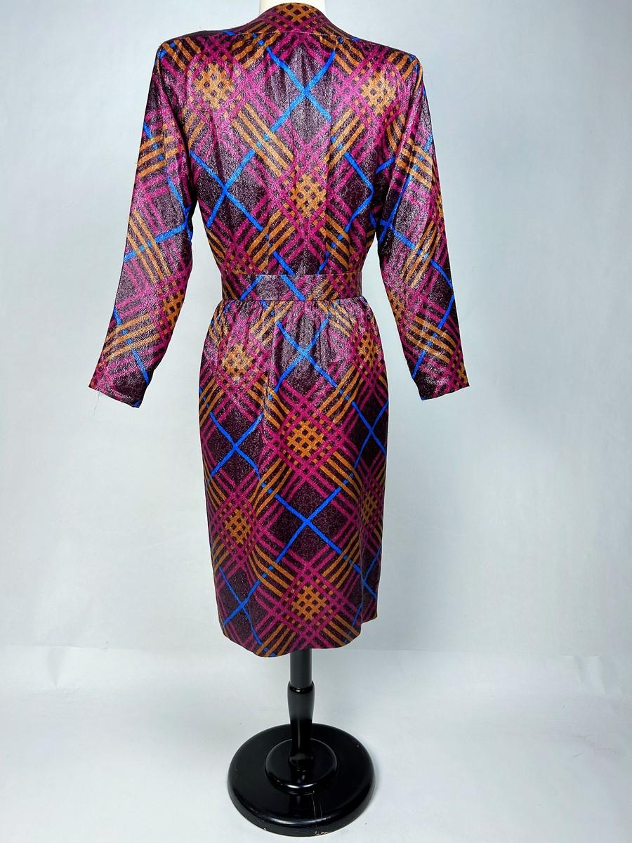 Yves Saint Laurent Rive Gauche robe en lamé de lurex à carreaux Circa 1990 en vente 3