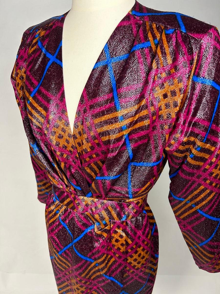 Yves Saint Laurent Rive Gauche robe en lamé de lurex à carreaux Circa 1990 en vente 5