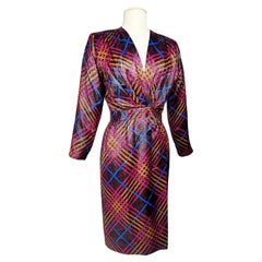 Vintage Yves Saint Laurent Rive Gauche dress in lurex lamé with checks Circa 1990