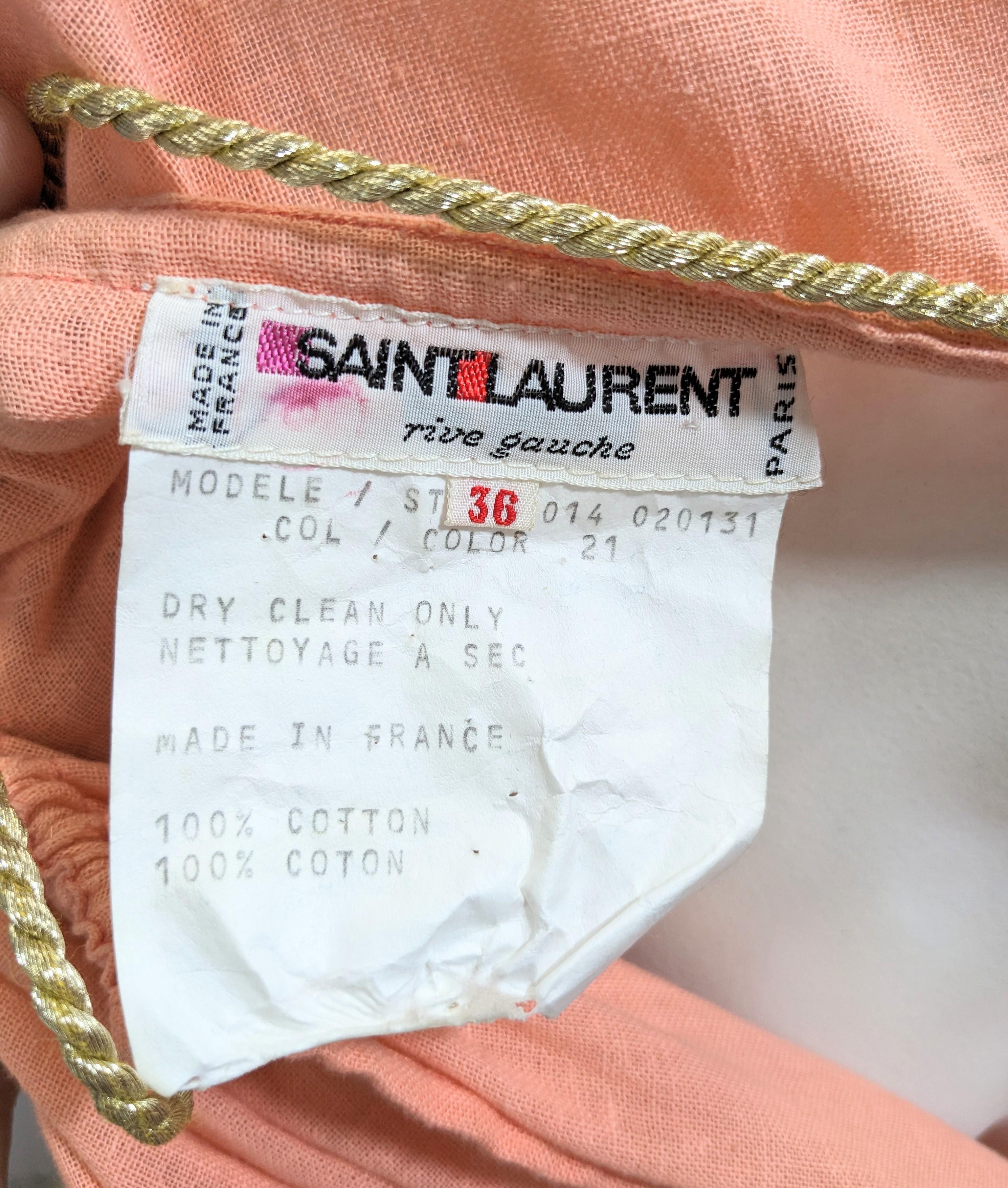 Yves Saint Laurent Rive Gauche Early Peach Gauze Toga For Sale 6