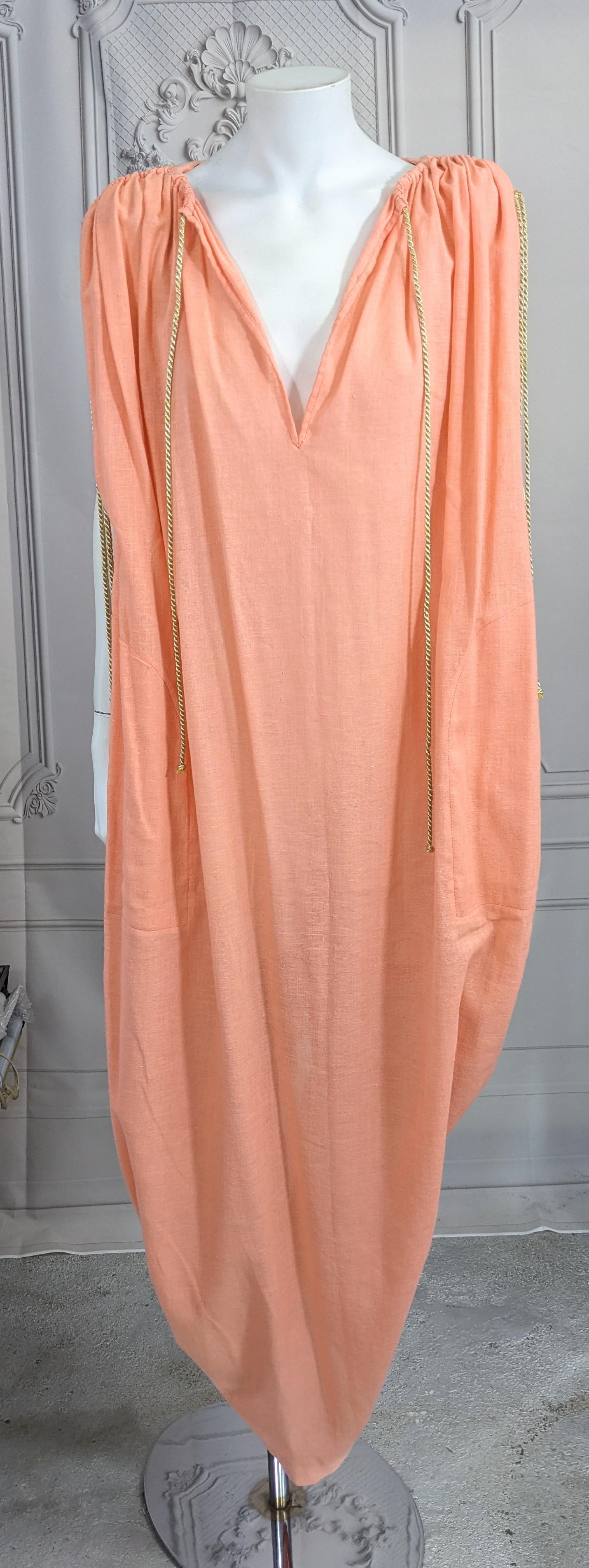 Yves Saint Laurent Rive Gauche Early Peach Gauze Toga In Excellent Condition For Sale In New York, NY