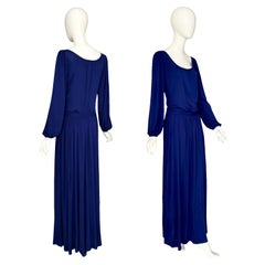 Yves Saint Laurent "rive gauche" F/W 1975 Runway Silk Majorelle Blue Long Dress