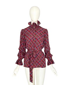 Yves Saint Laurent "rive gauche" Fall Winter 1979 Runway Tartan 100% Silk Set