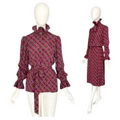 Yves Saint Laurent "rive gauche" Autunno-Inverno 1979 Set in tartan 100% seta
