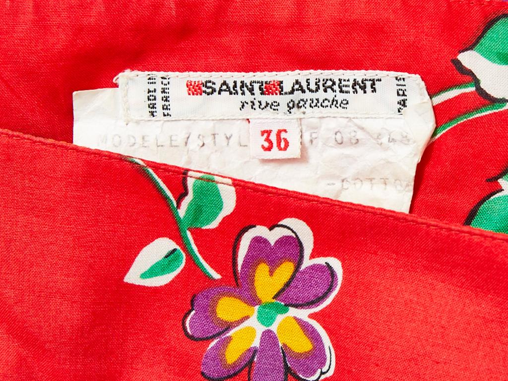 Yves Saint Laurent Rive Gauche Floral Pattern Cotton Skirt and Blouse Ensemble 3