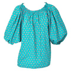 Yves Saint Laurent Rive Gauche  Floral Pattern Peasant Blouse