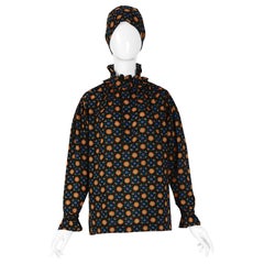 Yves Saint Laurent - Ensemble chemisier et écharpe vintage « rive gauche » à imprimé floral, années 70