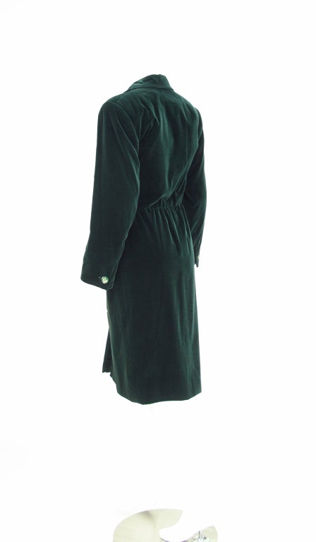  Yves Saint Laurent Rive Gauche Forest Green Velvet Manteau ou robe vintage Pour femmes 