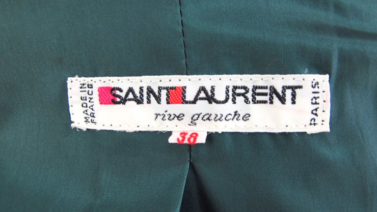 Yves Saint Laurent Rive Gauche Forest Green Velvet Coat or Dress Vintage For Sale 3