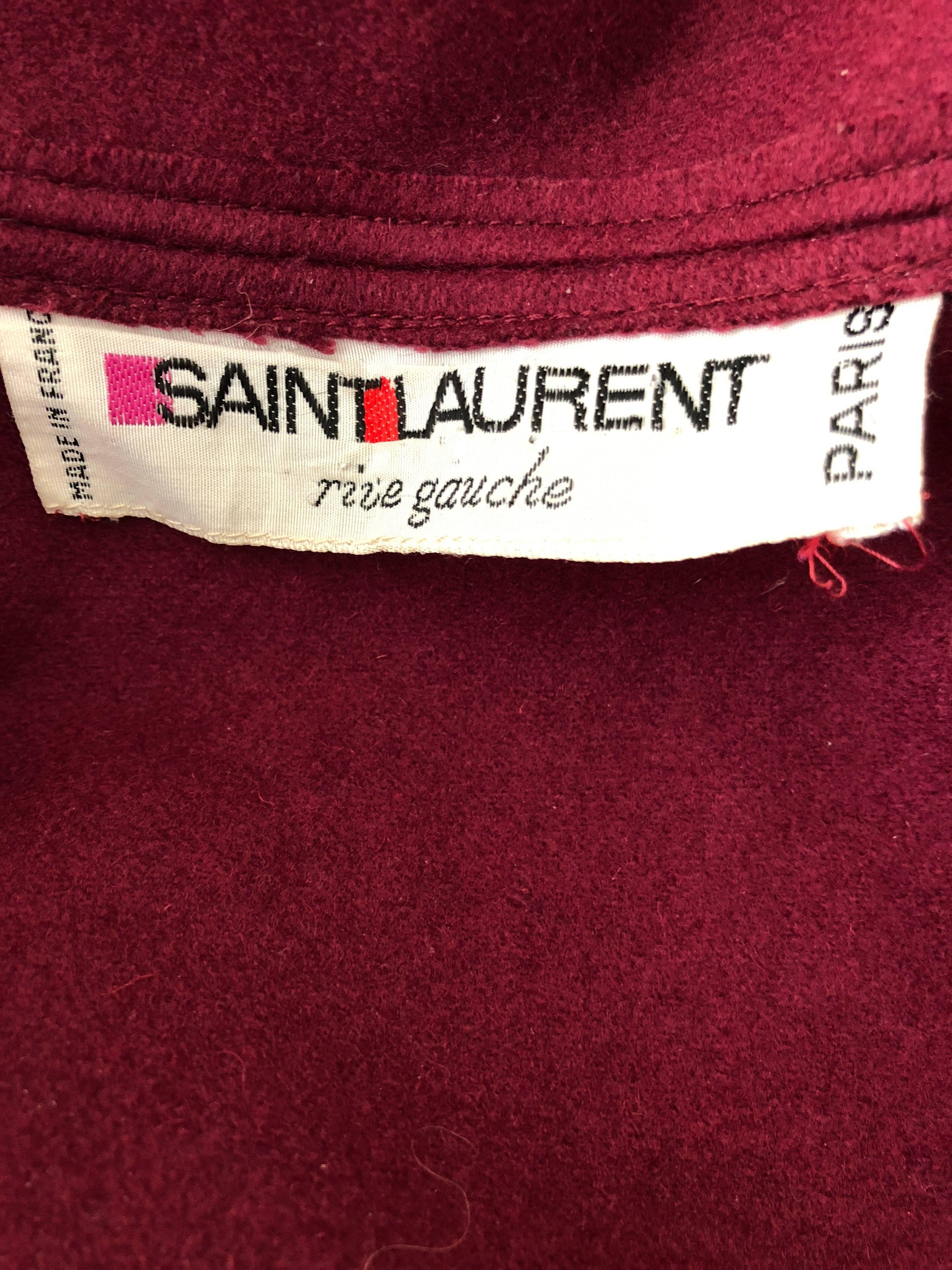 Yves Saint Laurent Rive Gauche Fringed Fuchsia Cape with Hood and Tassel For Sale 6