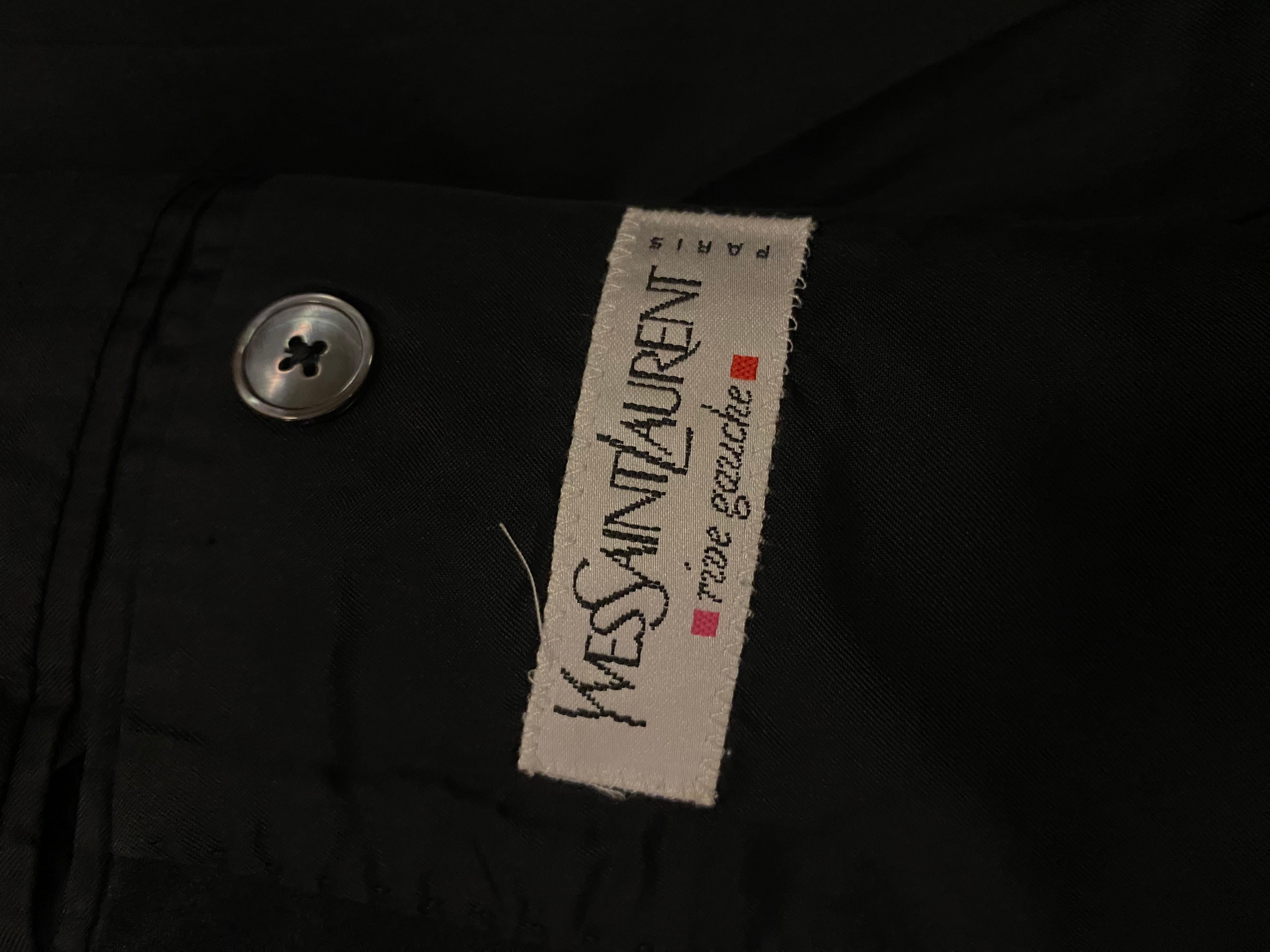 Nero Yves Saint Laurent Rive Gauche Gents Silk Trouser Suit in vendita