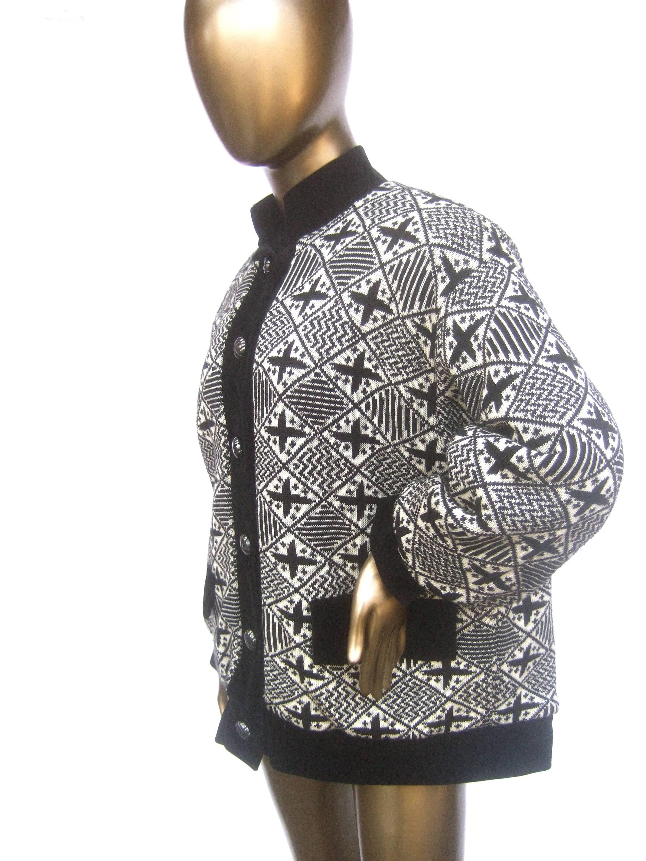 Yves Saint Laurent Rive Gauche Geometric Wool Knit Boxy Jacket circa 1970s  3