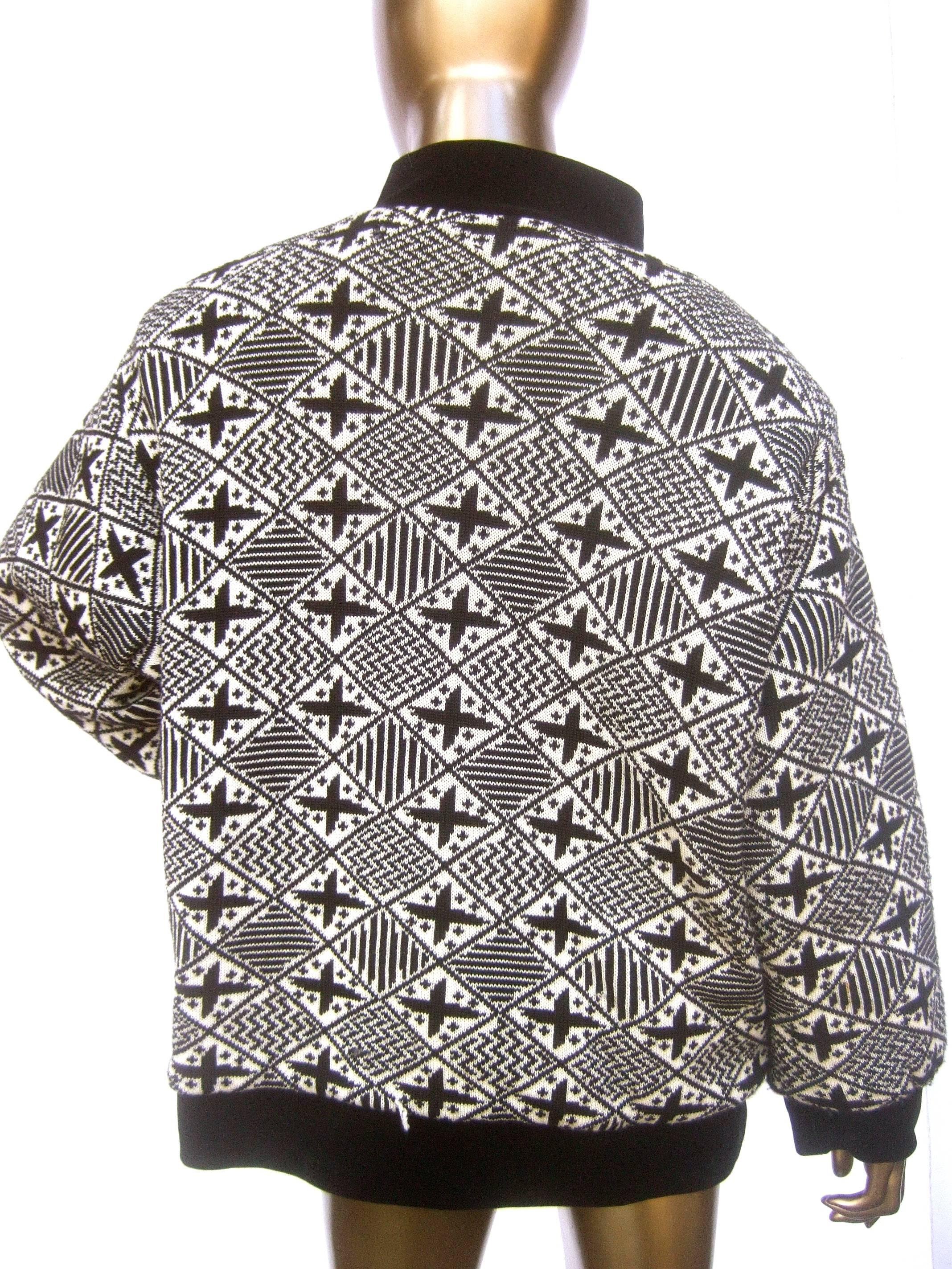 Yves Saint Laurent Rive Gauche Geometric Wool Knit Boxy Jacket circa 1970s  4