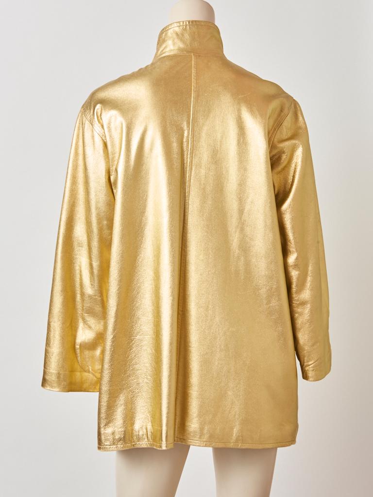 Yves Saint Laurent Rive Gauche Gold Leather Jacket In Good Condition In New York, NY