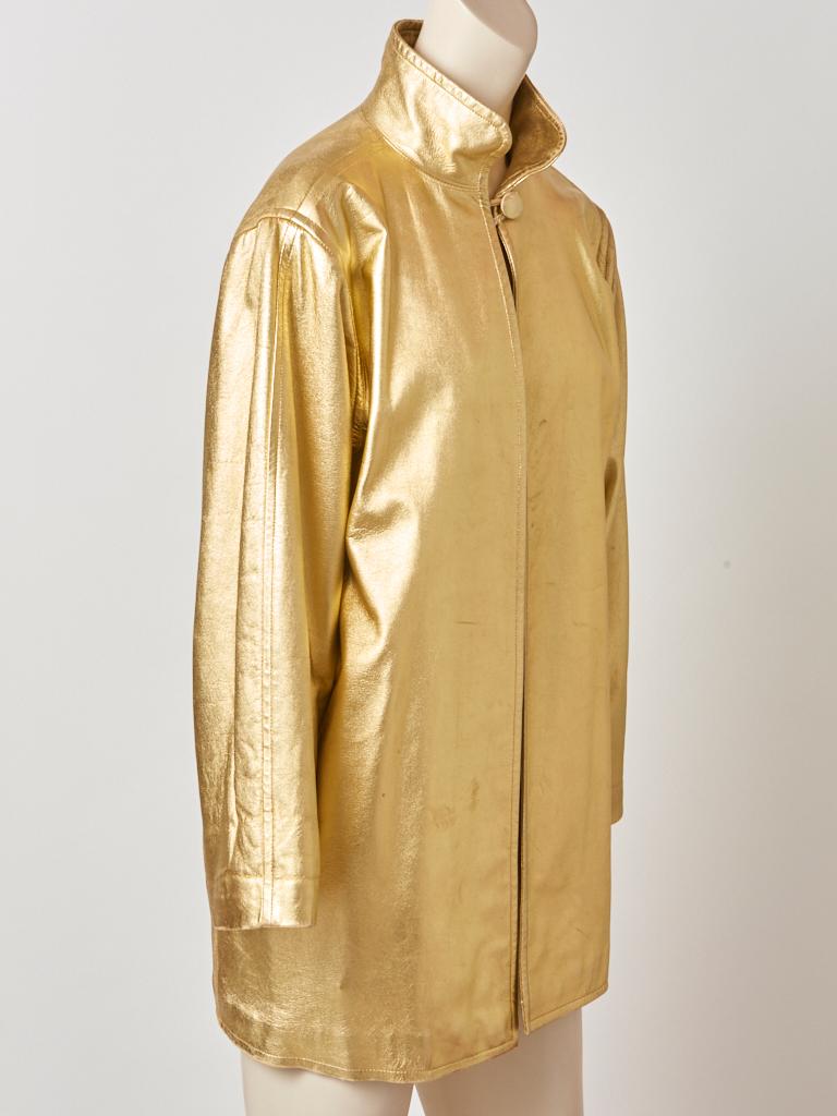 Women's Yves Saint Laurent Rive Gauche Gold Leather Jacket